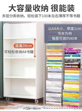 落双可移动书架带轮物面架地阅读架简易儿童小书柜KLQ家置用绘本