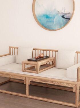 式新中罗贵汉床发推拉床实木中式榆木小户型家用客厅沙伸缩SSQ妃