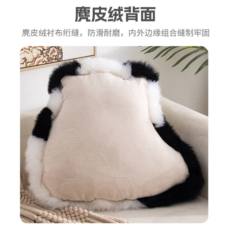 羊毛熊猫抱枕客厅卧室纯羊毛靠枕飘窗垫熊猫背影沙发靠枕坐垫厂家