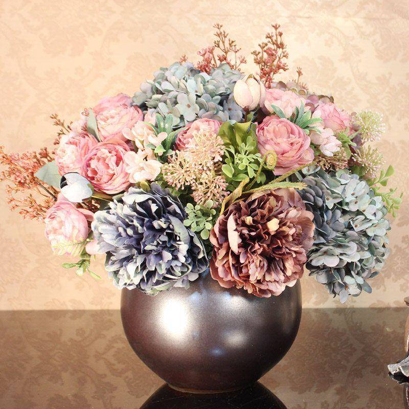 复古3865142手做旧牡丹欧花仿真花束花艺捧花术森系式摆艺件客厅