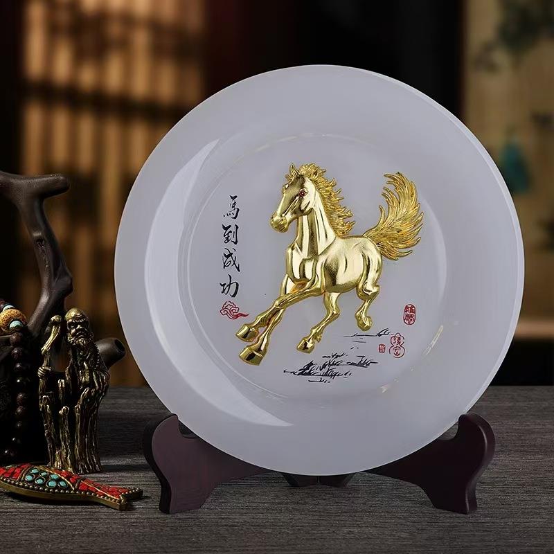 马到阿富汗玉成盘功家居客011厅工艺品电视柜装饰品子酒柜创意摆