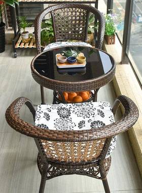 茶桌小家用阳台桌椅单35829人椅户外休闲滕椅靠子茶几新品藤背椅