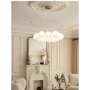 星球灯709泡吊灯云朵月球客厅泡主灯魔室豆玻璃云石法式轻奢卧球