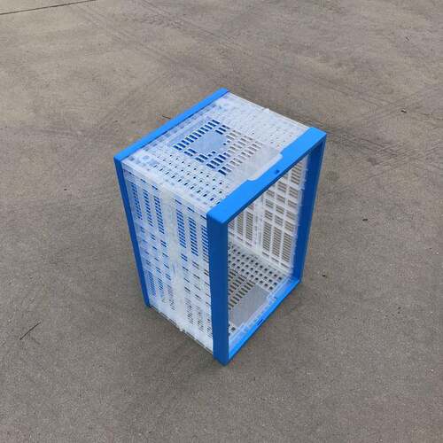 加P厚塑料折叠筐60040透明色折网眼ESI式水果中转框-透明P料叠筐