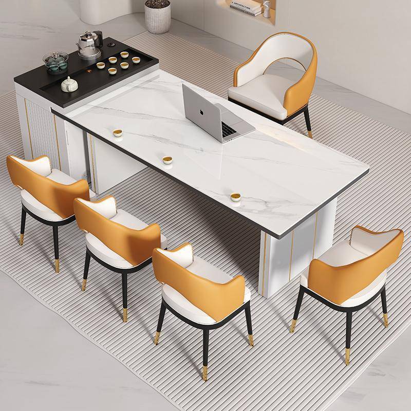 轻奢岛台桌板茶桌椅组现代岩办公DMP茶台简约合泡茶茶桌一体茶几