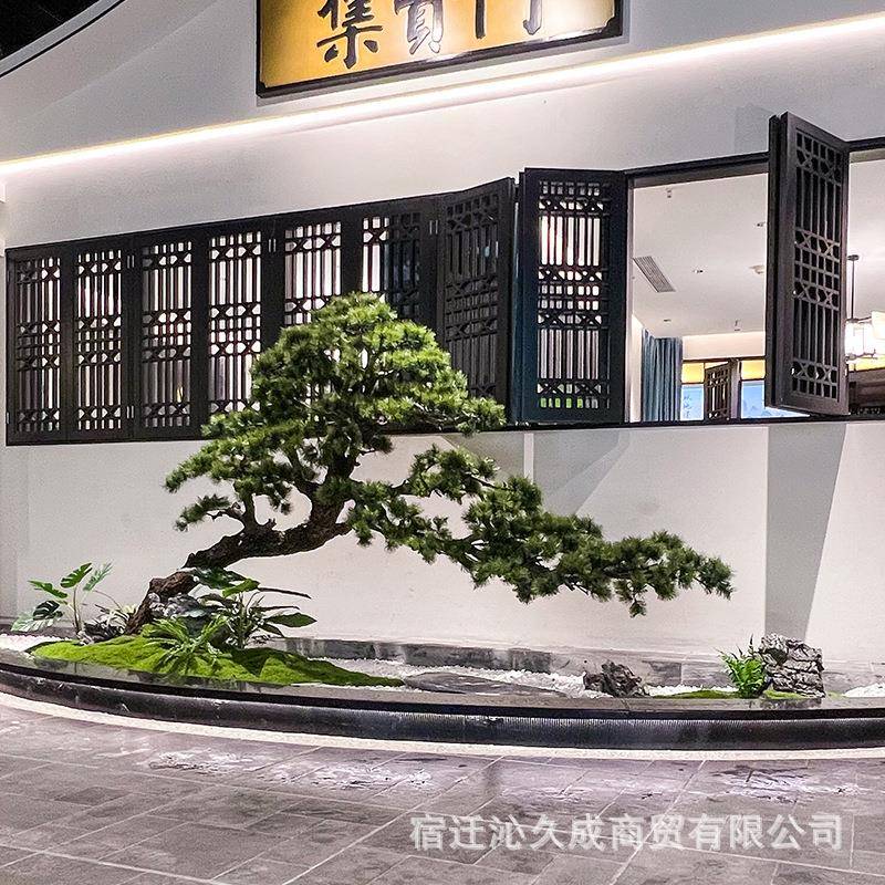 C18仿松树造景人造迎客真松景观装饰摆设客厅厂玻璃钢松仿真罗汉