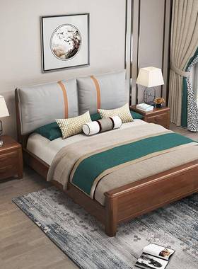 中式实木18米双人床主卧.婚床简高54095约箱储物床出租屋床1.5米