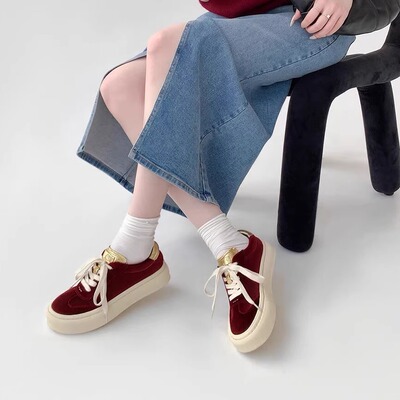 春季新款金丝绒板鞋超轻休闲