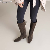 头层牛反皮加绒长靴弹力靴瘦瘦靴高靴真皮女靴显瘦保暖冬季 1970