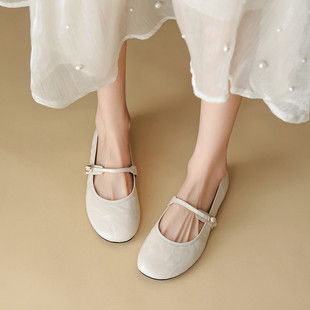 浅口四季 女士单鞋 新款 女鞋 进口羊皮平底鞋 圆头超软小皮鞋 玛丽珍鞋