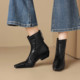 真皮冬季 尖头短靴靴子女款 加绒2025新款 配裙子巨好看舒服高级感