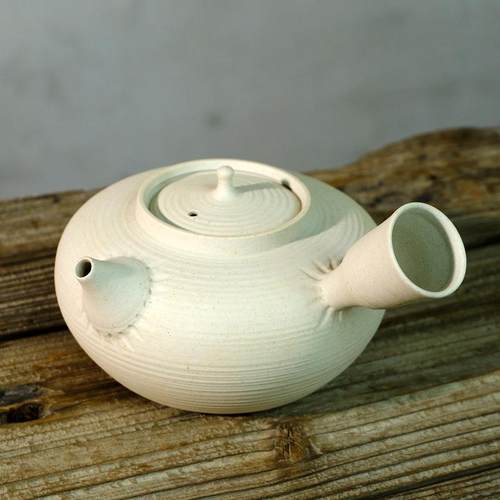 清泉砂铫白泥陶壶潮州手拉壶薄胚日式侧把烧水壶煮茶壶电陶炉炭炉