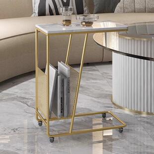 北欧轻奢大理石茶几小边桌客厅沙发边柜角几可移动阳台迷你小茶桌