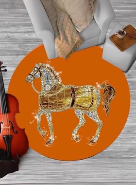 轻奢高雅橙色新潮品牌客厅圆地毯卧室电脑椅家居流行同款服装店地