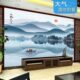 新中式 大气禅意山水8d壁布客厅沙发电视背景墙布立体高端18d壁画