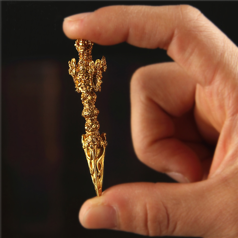 尼泊尔手工艺纯铜j大威德金刚降魔杵挂坠密宗护身镢普巴杵男女吊