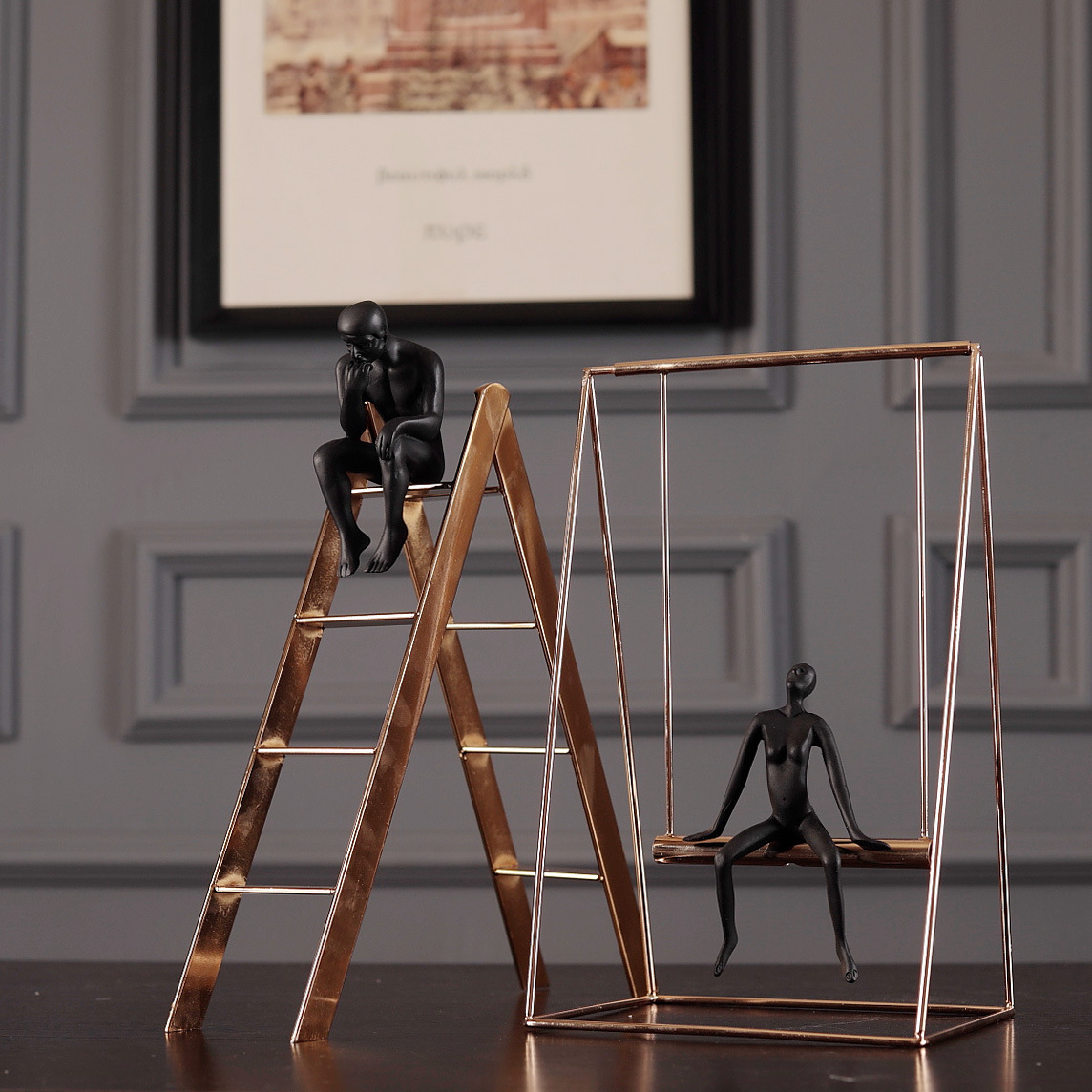 北欧风格装饰摆件创意玄关摆设咖啡店装饰现代简T约风格树脂工艺