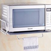 太空铝微波炉架子置物架托盘单双层厨房挂件壁挂式 烤箱墙支架托架