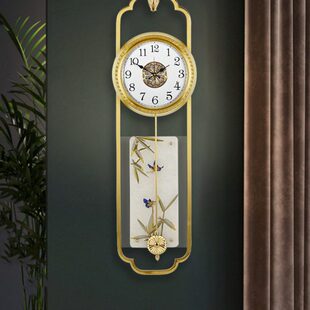 复古创意艺术大气挂墙时摆钟 纯轻奢黄铜客厅挂钟欧式 新款 网红中式