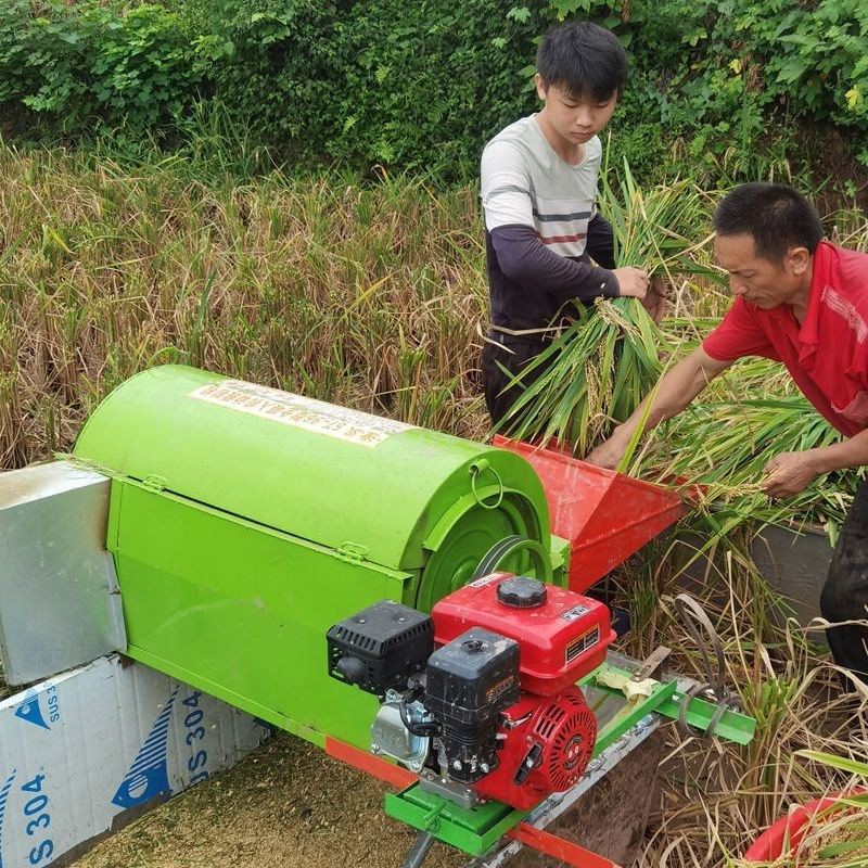 全喂入打谷c机谷子脱粒机侧喷小型水稻打麦机稻谷收割机农村家用
