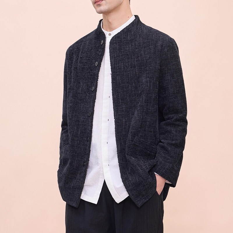 Taridean/塔尼德安秋季新款休闲夹克男时尚中国风复古加厚外套男