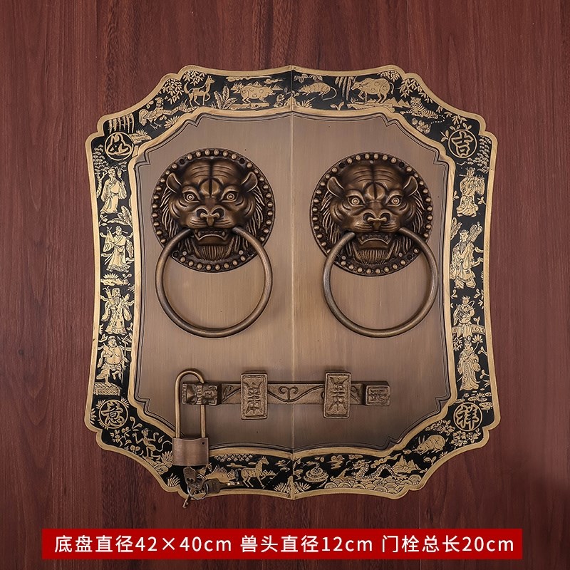 包邮中式明式仿k古大门纯铜拉手兽头门环复古圆形把手对开