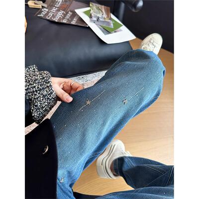 重工烫钻阔腿裤重工烫钻