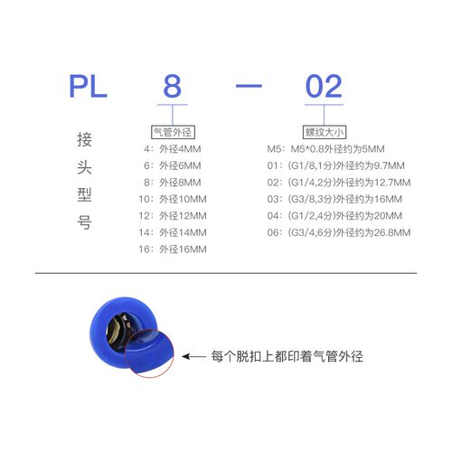 外螺纹弯头 气动气管接头PL4 PL6 PL8 PL10 PL12-M5/01/02/03/04