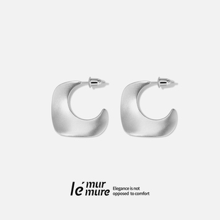 獨家工坊意大利老工匠纯手工银哑光耳环 褶皱美学 Murmure