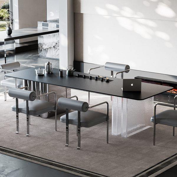 意式轻奢茶桌椅组合亚克力阳台茶桌现代简约办公室不锈钢岩板茶台,住宅家具,家用茶台/茶桌,淘宝优惠券,粉丝福利购,淘宝优惠卷