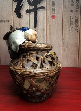 石湾陶瓷渔夫有余万事足摆件招财新房公司前台开业礼品客厅玄摆设