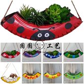 家庭庭幼儿园院装 轮胎创意改造 单色 彩绘 饰 迷你小花盆