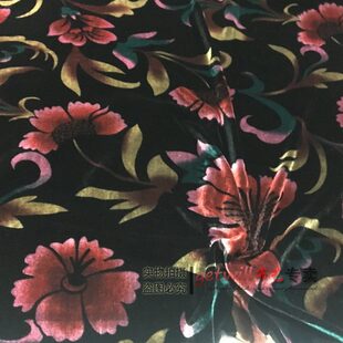 大牌印花真丝丝绒布料 连衣裙礼服旗袍布料 真丝绒布料桑蚕丝面料