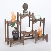 鸡翅木小型博古架实木中式 多宝阁紫砂壶茶杯具架子置物摆件展示架