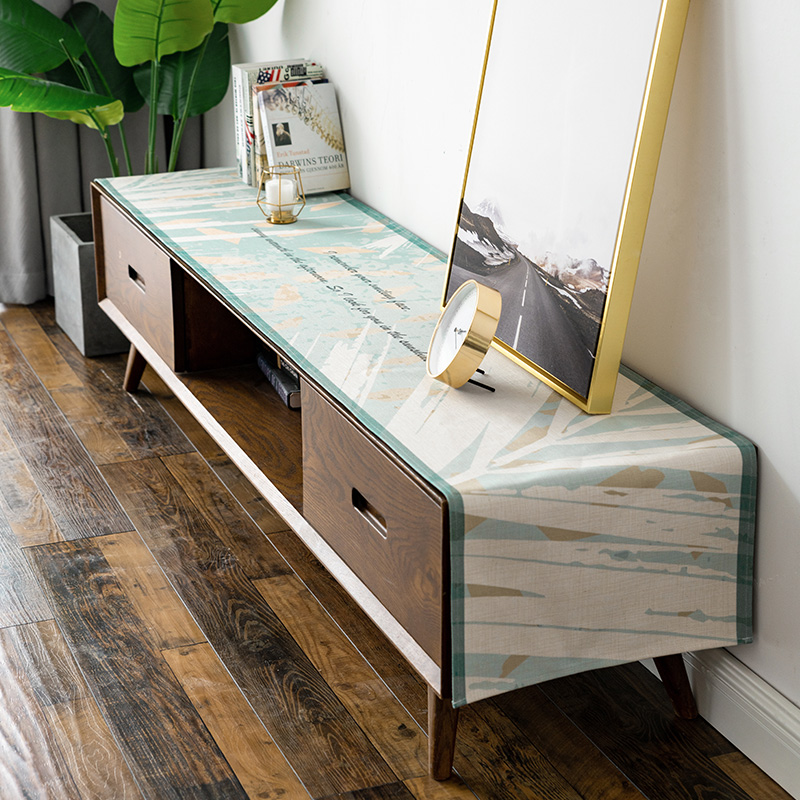 网红茶几桌e布现代简约北欧防水防烫长方形客厅小清新布艺茶几垫