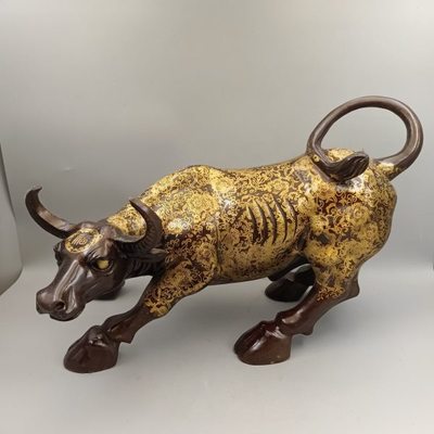 铜牛摆件 仿古做旧华尔街牛 牛气冲天 生肖牛 家居装饰工艺品