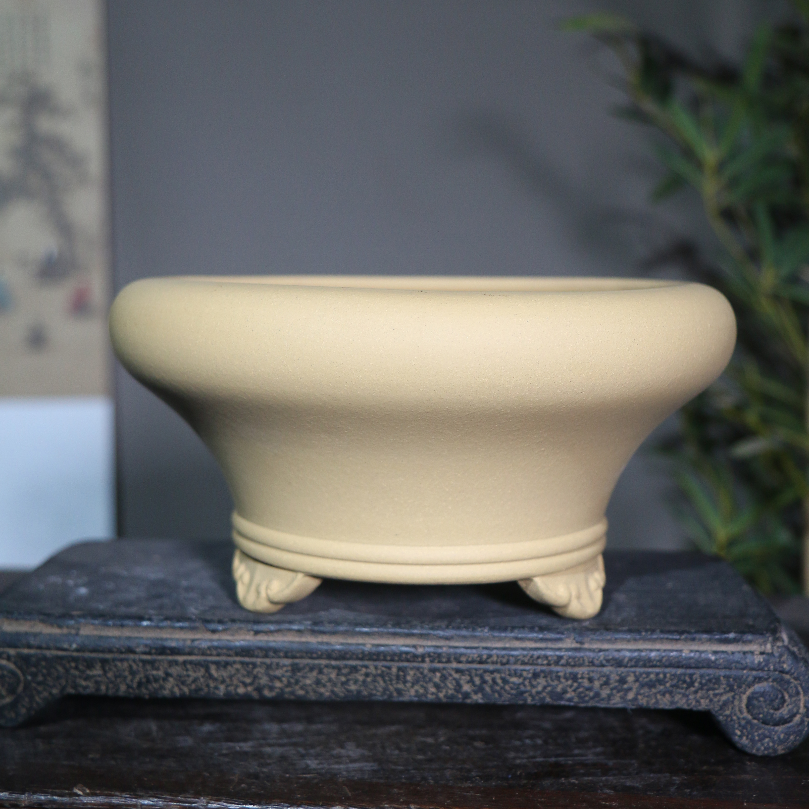 紫砂花盆盆景盆圆形小盆觅t陶乡手工盆觅陶乡无孔水培铜钱草睡莲