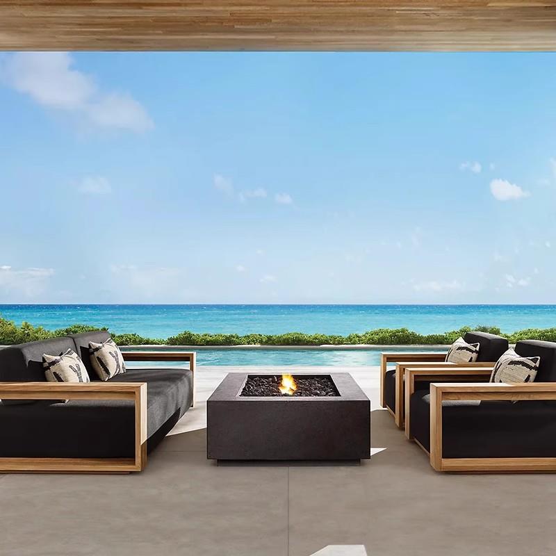 户外休闲柚木沙发庭院防水防晒民宿北欧花园阳台酒店实木家具组合