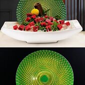 圆形摆件刺身摆盘装 饰盘背景盘孔雀盘料理菜品摆盘点缀海鲜姿造盘