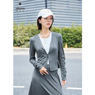 阿玛施【云柔绵语】夏季新款温柔百搭软糯显瘦短款开衫540027
