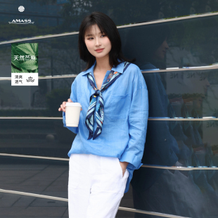 阿玛施AMASS 夏季新款气质松弛气质苎麻衬衫老钱风显瘦上衣530074
