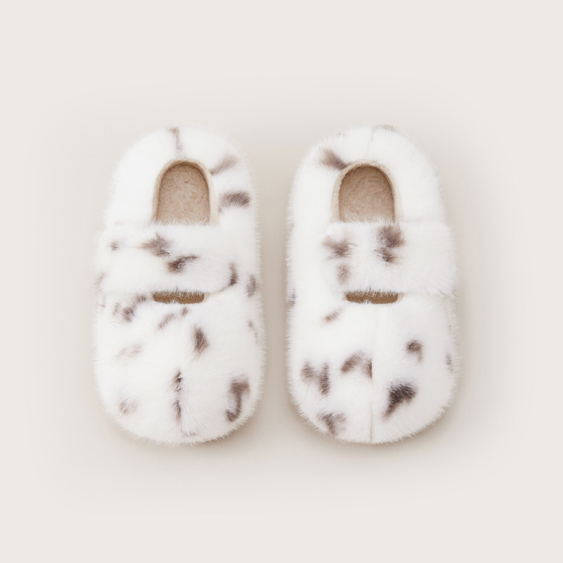 萌物圆玛丽珍魔术贴毛毛女鞋冬季新款保暖居家外穿圆头棉拖鞋女生