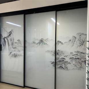 定制极窄边厨房三联动推拉门阳台门吊轨夹丝夹绢卫生间铝合金移门