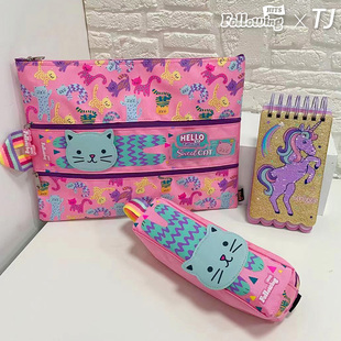 FH开学季 小学生卡通造型三层手拎大容量A4文件袋拎书袋便签套装