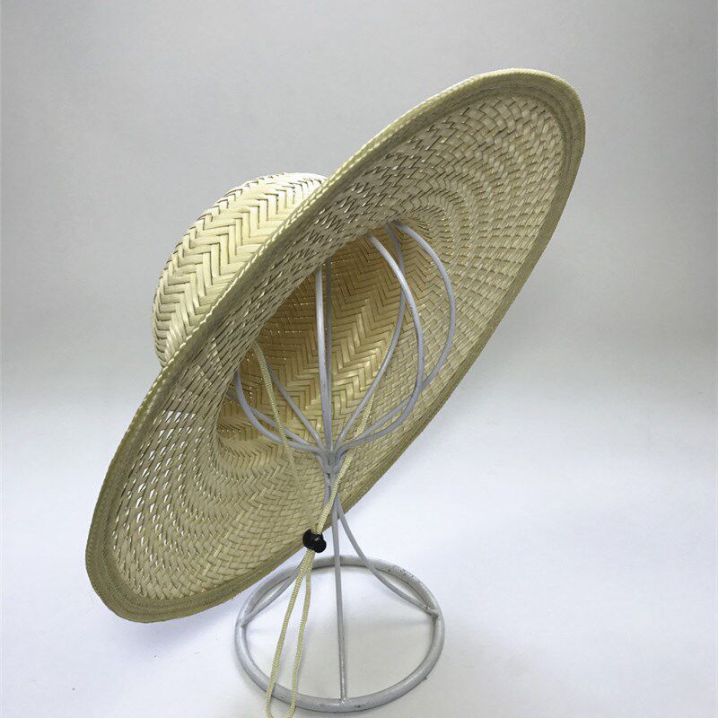 草帽男防晒工地夏季竹帽子竹编防晒帽夏季工地头盔透气大农民用