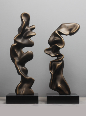 雕塑摆件抽象艺术品摆设现代轻奢软装饰品玻璃纤维家居售楼书房陈