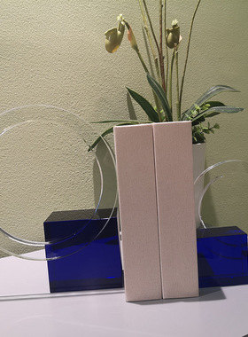 简约现代水晶圆圈装饰书档轻奢风扇形书靠收纳摆件书房书柜工艺品