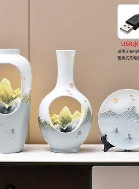 新中式国潮风花瓶m流水摆件客厅玄关家居软装乔迁新居轻奢高档礼