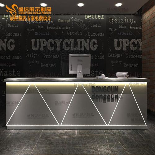 简约现代新中式小型店铺收银台服装店餐厅吧台茶艺前台接待台柜台