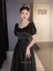 2023新款 黑色晚礼服裙高端宴会气质高级感轻奢小众年会晚宴主持人